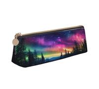 Entemne Trousse à crayons en cuir imperméable pour filles, garçons, enfants, papeterie, petit sac pour fournitures scolaires et bureau, Aurore boréale vue, 21 x 6 x 6 cm, Organiseur de sac