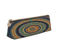 Entemne Trousse à crayons en cuir imperméable pour filles, garçons, enfants, papeterie, petit sac pour fournitures scolaires et bureau, Mandala Kaléidoscopique Ethique Floral, 21 x 6 x 6 cm