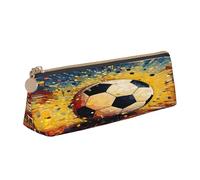 Entemne Trousse à crayons en cuir imperméable pour filles, garçons, enfants, papeterie, petit sac pour fournitures scolaires et bureau, Ballon de football coloré, 21 x 6 x 6 cm, Organiseur de sac