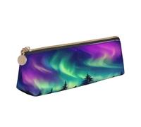 Entemne Trousse à crayons en cuir imperméable pour filles, garçons, enfants, papeterie, petit sac pour fournitures scolaires et bureau, Art Aurore de la forêt, 21 x 6 x 6 cm, Organiseur de sac