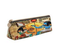 Entemne Trousse à crayons en cuir imperméable pour filles, garçons, enfants, papeterie, petit sac pour fournitures scolaires et bureau, Papyrus égyptien King Queen, 21 x 6 x 6 cm, Organiseur de sac