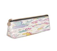 Entemne Trousse à crayons en cuir imperméable pour filles, garçons, enfants, papeterie, petit sac pour fournitures scolaires et bureau, Adorable dinosaure nuage floral, 21 x 6 x 6 cm, Organiseur de