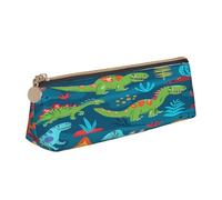 Entemne Trousse à crayons en cuir imperméable pour filles, garçons, enfants, papeterie, petit sac pour fournitures scolaires et bureau, Dinosaure coloré, 21 x 6 x 6 cm, Organiseur de sac