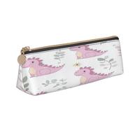 Entemne Trousse à crayons en cuir imperméable pour filles, garçons, enfants, papeterie, petit sac pour fournitures scolaires et bureau, Joli motif dinosaure rose, 21 x 6 x 6 cm, Organiseur de sac