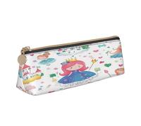 Entemne Trousse à crayons en cuir imperméable pour filles, garçons, enfants, papeterie, petit sac pour fournitures scolaires et bureau, Château de princesse de dessin, 21 x 6 x 6 cm, Organiseur de sac
