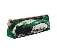 Entemne Trousse à crayons en cuir imperméable pour filles, garçons, enfants, papeterie, petit sac pour fournitures scolaires et bureau, Ballon de football vert, 21 x 6 x 6 cm, Organiseur de sac