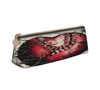 Entemne Trousse à crayons en cuir imperméable pour filles, garçons, enfants, papeterie, petit sac pour fournitures scolaires et bureau, Love Baseball Lace Art Print, 21 x 6 x 6 cm, Organiseur de sac