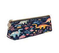 Entemne Trousse à crayons en cuir imperméable pour filles, garçons, enfants, papeterie, petit sac pour fournitures scolaires et bureau, Dinosaure de la forêt, 21 x 6 x 6 cm, Organiseur de sac