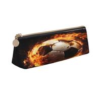 Entemne Trousse à crayons en cuir imperméable pour filles, garçons, enfants, papeterie, petit sac pour fournitures scolaires et bureau, Peinture ballon de football incendie, 21 x 6 x 6 cm, Organiseur