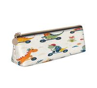 Entemne Trousse à crayons en cuir imperméable pour filles, garçons, enfants, papeterie, petit sac pour fournitures scolaires et bureau, Dinosaures drôles de dessins animés, 21 x 6 x 6 cm, Organiseur