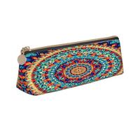 Entemne Trousse à crayons en cuir imperméable pour filles, garçons, enfants, papeterie, petit sac pour fournitures scolaires et bureau, Léidoscopique Floral Mandala Ethique, 21 x 6 x 6 cm, Organiseur