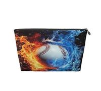 Entemne Trousse de maquillage en cuir PVC imperméable avec balles de golf pour femme et fille - Petite trousse de toilette de voyage pour sac à main, cadeau de gym, Baseball Fire Water, Taille unique