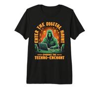 Enter The Digital Haunt Embrace The Techno-Enchant Halloween T-Shirt Haut de Gamme