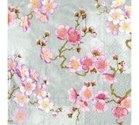 Entertaining with Caspari Lot de 2 serviettes de table Motif fleurs de prunier Argenté 40 serviettes au total