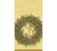 Entertaining with Caspari Lot de 28 serviettes de table en papier avec monogramme B Motif couronne de baies Doré