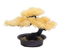 Entgoinggo Bonsaï artificiel réaliste avec accents rouges, pour bureau et décoration d'intérieur, plante artificielle compacte en plastique, pour étagère de bureau (H)