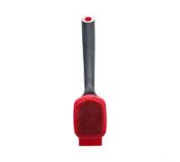 Entgoinggo Brosse à vaisselle de cuisine avec long manche et poils robustes pour enlever la graisse, double lavage et raclage pour casseroles, poêles et grills, compatible avec Le Creuset (noir rouge)