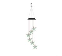 Entgoinggo Carillon éolien, étanche coloré solaire étoile de mer carillon éolien avec lumière suspendue avec 7 LED changeant de couleur pour jardin, terrasse (coquillages étoiles de mer)