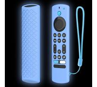 Entgoinggo Coque en silicone légère et résistante aux chocs pour télécommande vocale Fire TV Stick-4K-Max, housse de protection antidérapante avec cordon et découpes précises (bleu lumineux)