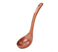 Entgoinggo Cuillère en bois pour poêles antiadhésives résistantes à la chaleur, louche et grand ustensile de service à soupe, outil de cuisine en bois naturel robuste pour cuisiner et mélanger (H-2206