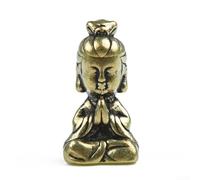 Entgoinggo Figurine de Bouddha Guanyin en laiton massif, mini statue, décoration d'intérieur, figurine bronzée, décoration d'intérieur, bureau, salon, table
