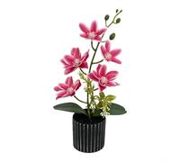 Entgoinggo Fleurs de magnolia artificielles en pot - Plante artificielle réaliste avec fleurs texturées pour décoration d'intérieur, mariage, centre de table et décoration extérieure (rose foncé)