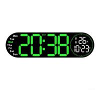 Entgoinggo Grande horloge murale numérique LED avec double alarme, affichage de la température et compte à rebours, luminosité automatique, veilleuse pour chambre à coucher, salon, bureau, décoration