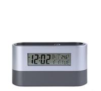 Entgoinggo Horloge de bureau LCD multifonctionnelle, avec porte-stylo, calendrier, alarme, minuteur, moniteur de température, pour la maison, le bureau, l'étude, l'organisateur de bureau, unité