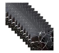 Entgoinggo Lot de 10 panneaux muraux effet marbre 3D imperméables et autocollants décoratifs pour cuisine et salle de bain Noir 30 x 30 cm