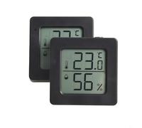 Entgoinggo Lot de 2 thermomètres hygromètres numériques, moniteur de température intérieure pour la maison, le bureau, la serre (noir)