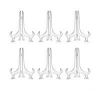 Entgoinggo Lot de 6 chevalets de présentation en plastique transparent réglables et pliables pour cadres photo, assiettes, œuvres d'art, livres et articles de décoration, piédestal transparent, pour