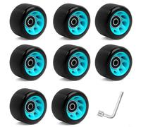 Entgoinggo Lot de 8 roues de patins à roulettes avec roulements pour double rangée pour patins à QUAD - Polymère PU hautement élastique - Pour intérieur et extérieur - Utilisation sur l'asphalte