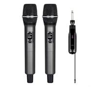 Entgoinggo Microphone sans fil portable 2,4 G avec récepteur rechargeable pour karaoké, chant, réunions et événements (une traînée deux)