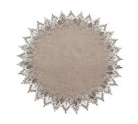 Entgoinggo Napperon rond en dentelle avec bordure délicate - Tons neutres - Tissu aspect lin pour décoration de salle à manger - Lavable en machine - Accent rustique pour la maison et la cuisine (59