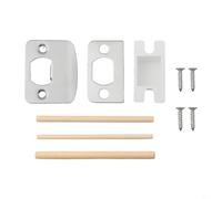 Entgoinggo Plaque de gâche de porte avec cale d'espacement en acier inoxydable de type D - Kit de réparation de verrouillage de sécurité pour intérieur et extérieur en bois (argenté)