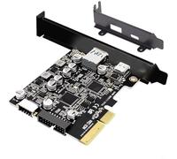 Entgoinggo Pour PCIe vers USB 32 pour carte d'extension Gen2 10 Gbit/s double type A et adaptateur de type C avec port avant de type E pour mise à niveau du PC de bureau