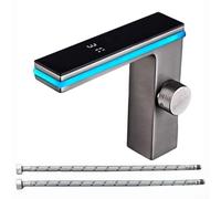 Entgoinggo Robinet de salle de bain intelligent à LED avec affichage numérique de la température, robinet d'eau avec bande lumineuse ambiante pour lavabo, mitigeur moderne avec filtre (gris)