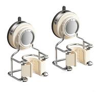 Entgoinggo Support mural à ventouse pour balai de cuisine, salle de bain, organisateur de rangement en plastique robuste, avec clips en acier inoxydable