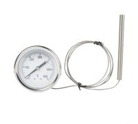 Entgoinggo Thermomètre de four en acier inoxydable, avec sonde de 0 °C à 600 °C, jauge haute température, pour four, chaudière, gril et équipement de chauffage industriel transparent, pour