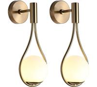 ENTHERONIC Appliques murales dorées au design de goutte du milieu du siècle avec abat-jour en verre globe, finition en laiton brossé, applique murale d'intérieur pour chambre à coucher, couloir, salon