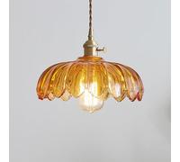 ENTHERONIC Lampe à Suspension Moderne en Verre festonné en Forme de Fleur E27, plafonnier d'intérieur rétro réglable, luminaire décoratif pour la Maison, pour Chambre à Coucher, Couloir, Cuisine