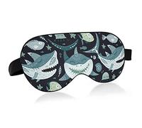 Enthic Sharks Open Mouth With Teeth Seamless On Dark Eye Masks Cover Blocks Light Sleep Mask Shade Cover Blindfold Relaxing Eyeshade Cover avec serre-tête réglable pour hommes femmes enfants