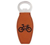 Enthoozies Décapsuleur magnétique en cuir brut gravé au laser Motif silhouette de vélo 4,4 x 12,9 cm