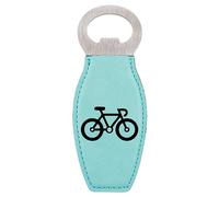Enthoozies Décapsuleur magnétique gravé au laser Motif silhouette de vélo Bleu sarcelle 4,4 x 12,9 cm