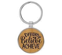 Enthoozies Dream Believe Achieve Be Honest Porte-clés en similicuir gravé au laser pour sac à dos 3,8 x 7,6 cm, peau, 1.5" x 3"