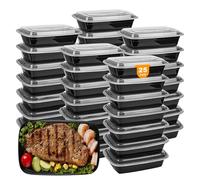 EnthuLove Lot de 25 boîtes à repas réutilisables sans BPA avec couvercles, 1 compartiment, empilables, passent au micro-ondes, 800 ml