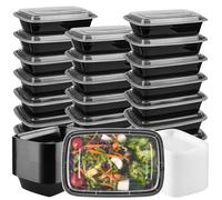 EnthuLove Lot de 50 boîtes à repas réutilisables sans BPA avec couvercles, 1 compartiment, passent au micro-ondes, 800 ml