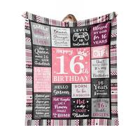 Enthusiasm Couverture de 16e anniversaire pour fille, cadeau pour fille de 16 ans, idée cadeau parfaite pour adolescente (150 x 200 cm)