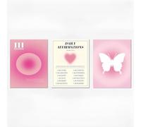 Enthusiasm Ensemble de 3 Panneaux d'affiches colorées dégradées pour Chambre, Bureau (Affirmations Quotidiennes, 30 x 40 cm, sans Cadre)