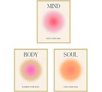 Enthusiasm Lot de 3 affiches abstraites minimalistes avec motif d'ange, aura, dégradé, décoration murale pour chambre, citations inspirantes, esthétiques, sans cadre (C, 40 x 60 cm x 3 pièces)